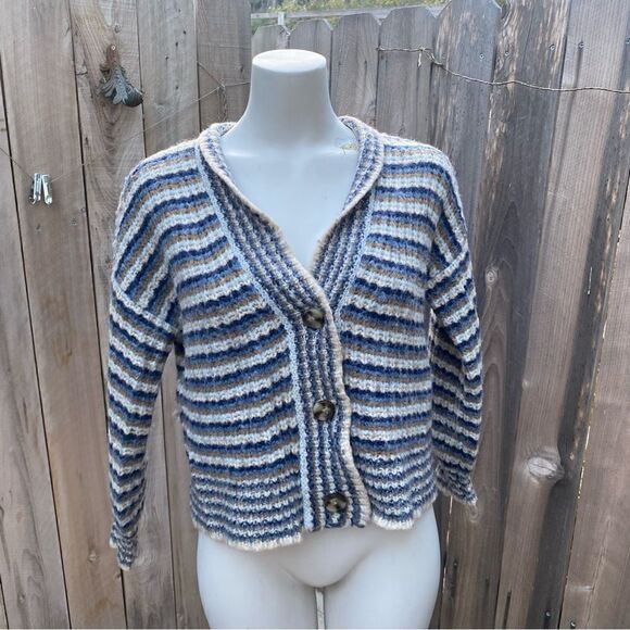Madewell Waller Crop Cardigan Sweater in Stripe size XS - Picture 6 of 10